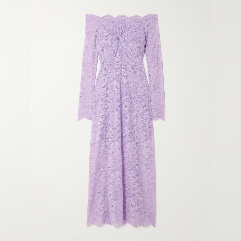 Rabanne Lavender Off the Shoulder Lace Dress - Picture 4 of 10